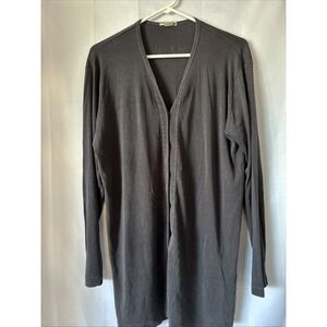 Democracy Dark Gray Button Up Cardigan Long Sleeve Lightweight Sweater LG‎